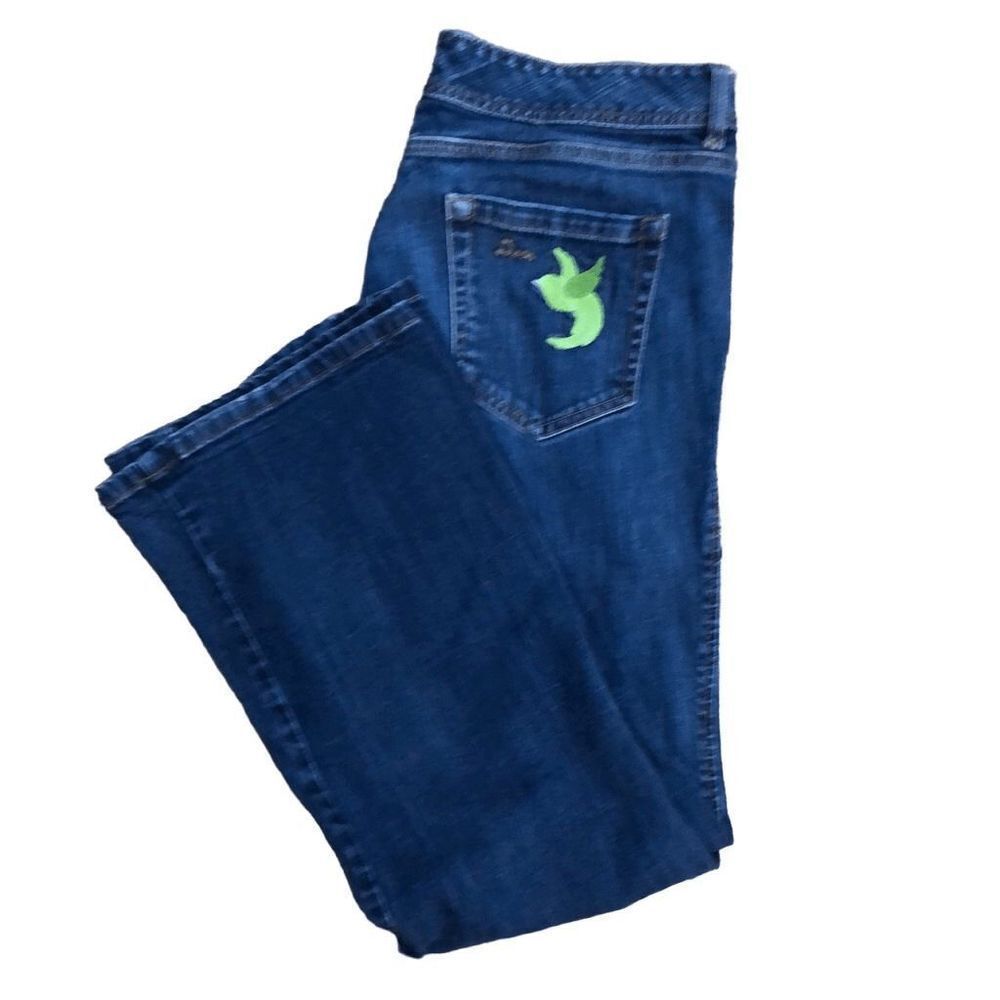 Dear AB Women's Blue Medium Wash Denim Stretch Bootcut Embroider Jeans Size 16R